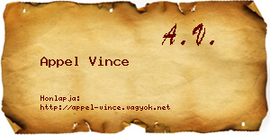 Appel Vince névjegykártya